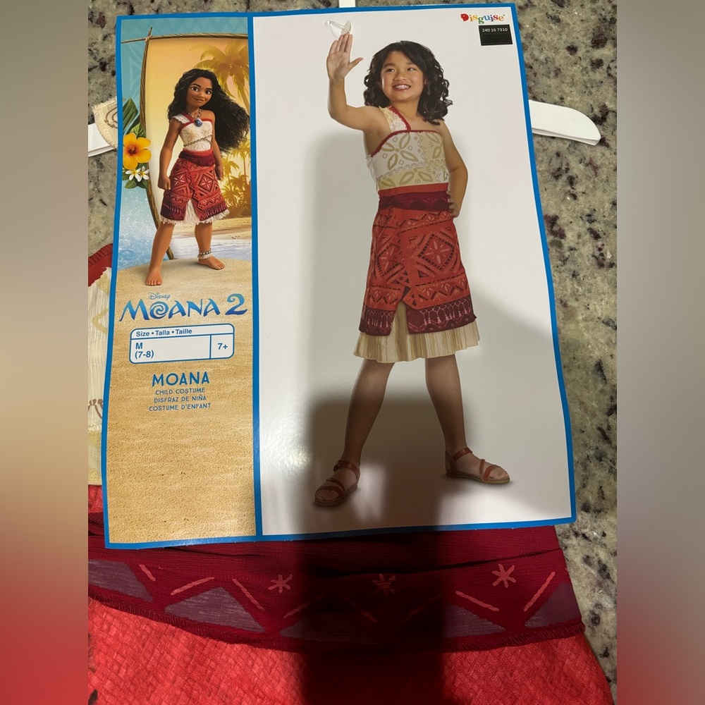 Girls Disney Moana 2 Costume Dress - Size Medium 7/8 Dress Up - Disguise